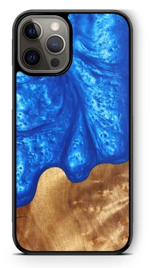 Slim Resin & Wood iPhone Case (Coastline Collection - Diver's Blue)