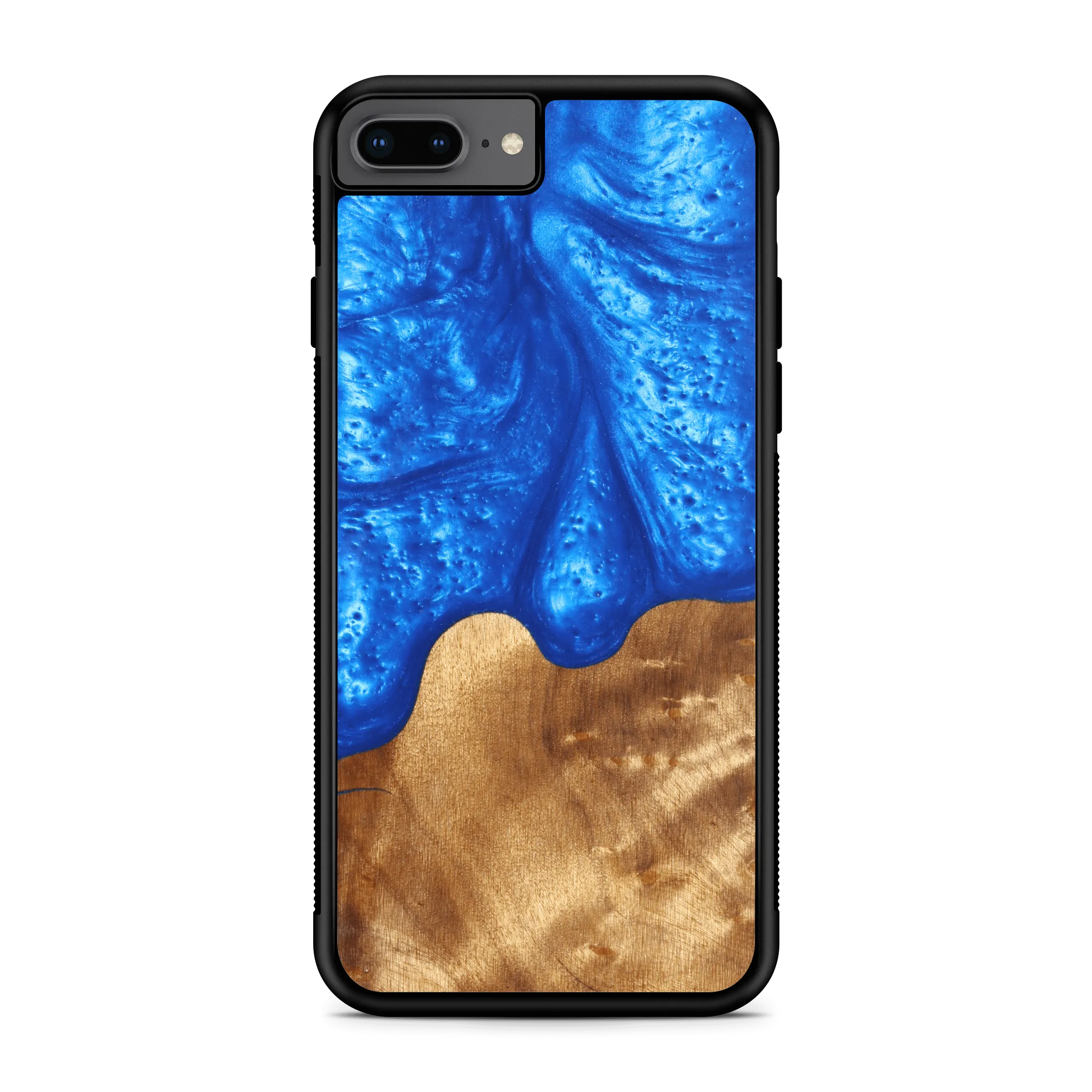 Slim Resin & Wood iPhone Case (Coastline Collection - Diver's Blue)