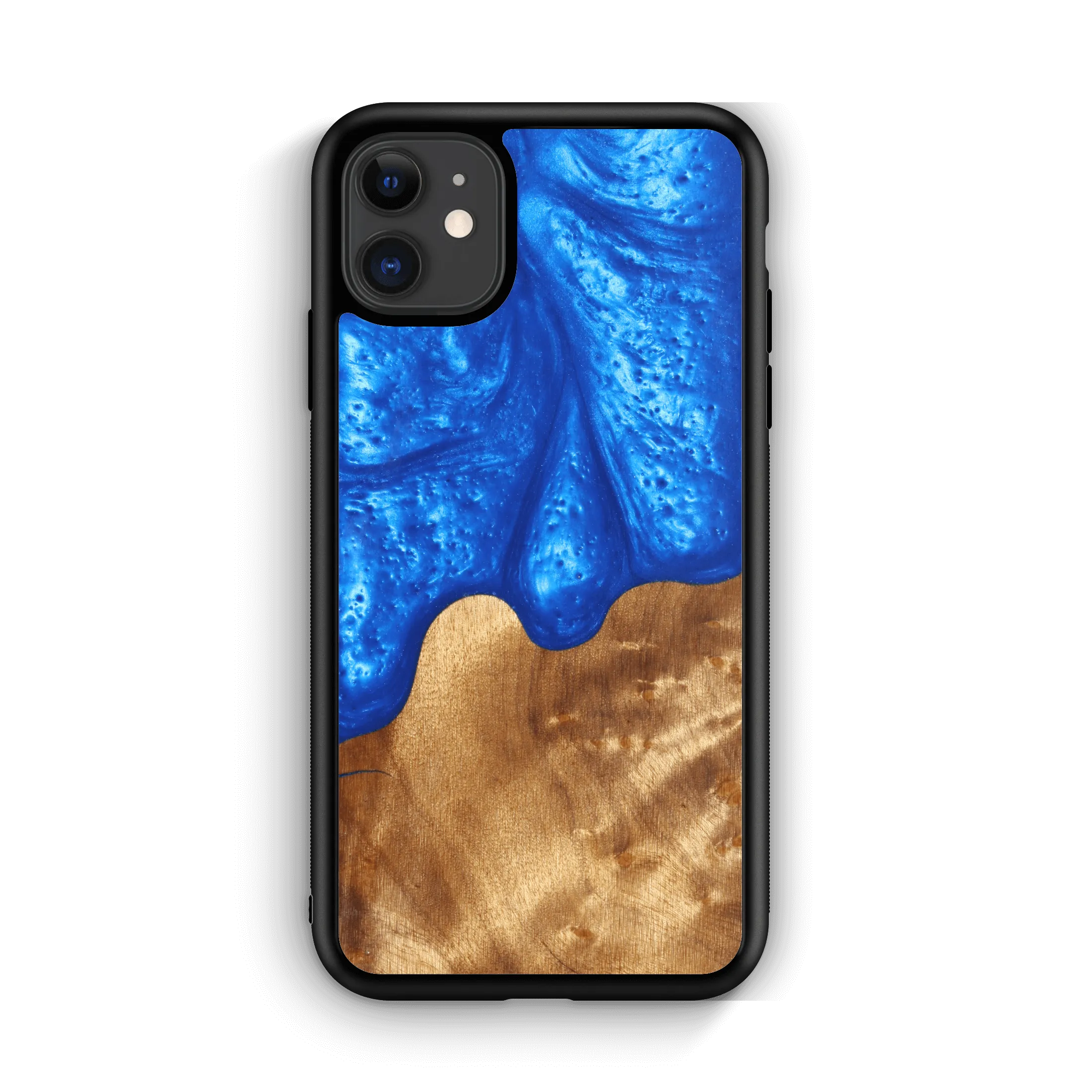 Slim Resin & Wood iPhone Case (Coastline Collection - Diver's Blue)