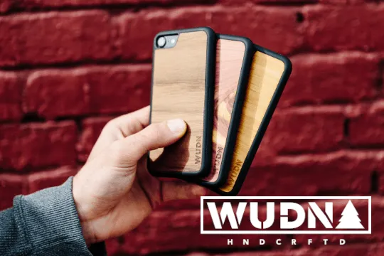 Slim Wooden iPhone Case (Great White Shark with Bamboo in Black Walnut)
