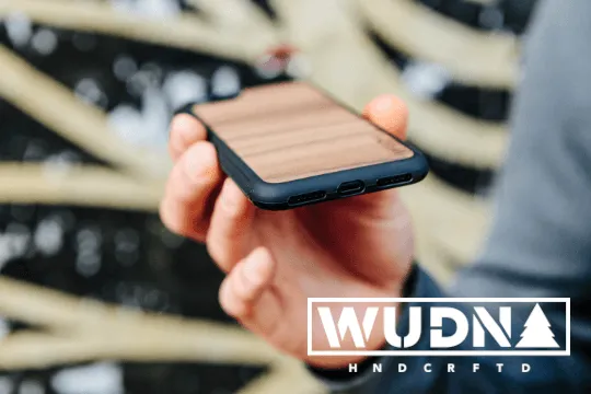 Slim Wooden iPhone Case (Great White Shark with Bamboo in Black Walnut)