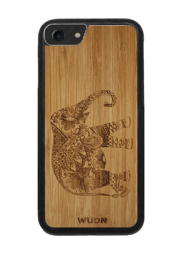 Slim Wooden Phone Case (Bamboo Asian Elephant)
