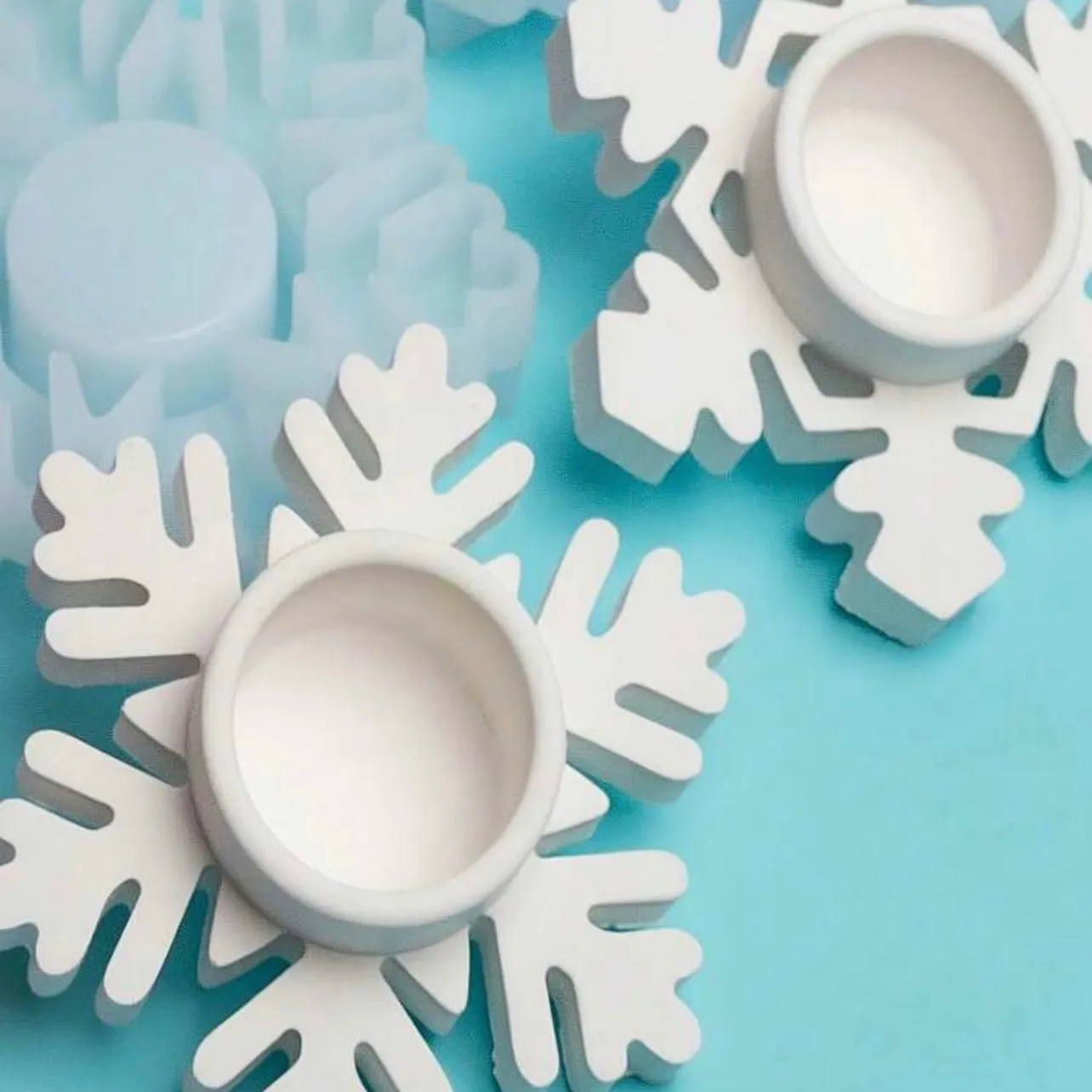Snowflake Candle Holder Silicone Mold