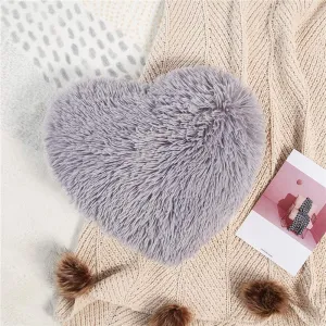 Softy Grey Heart Pillow
