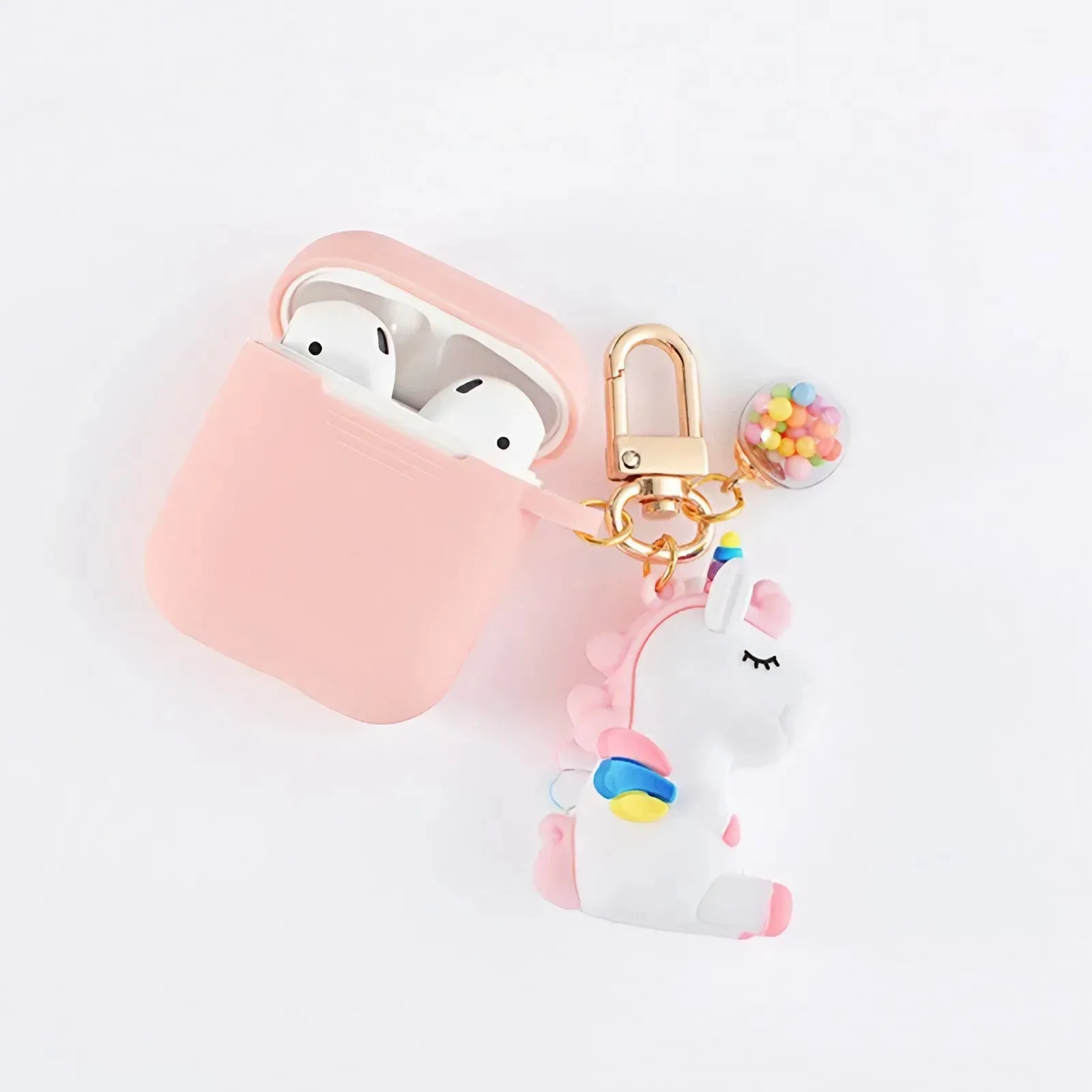 Solid Color AirPods Case with Unicorn Pendant