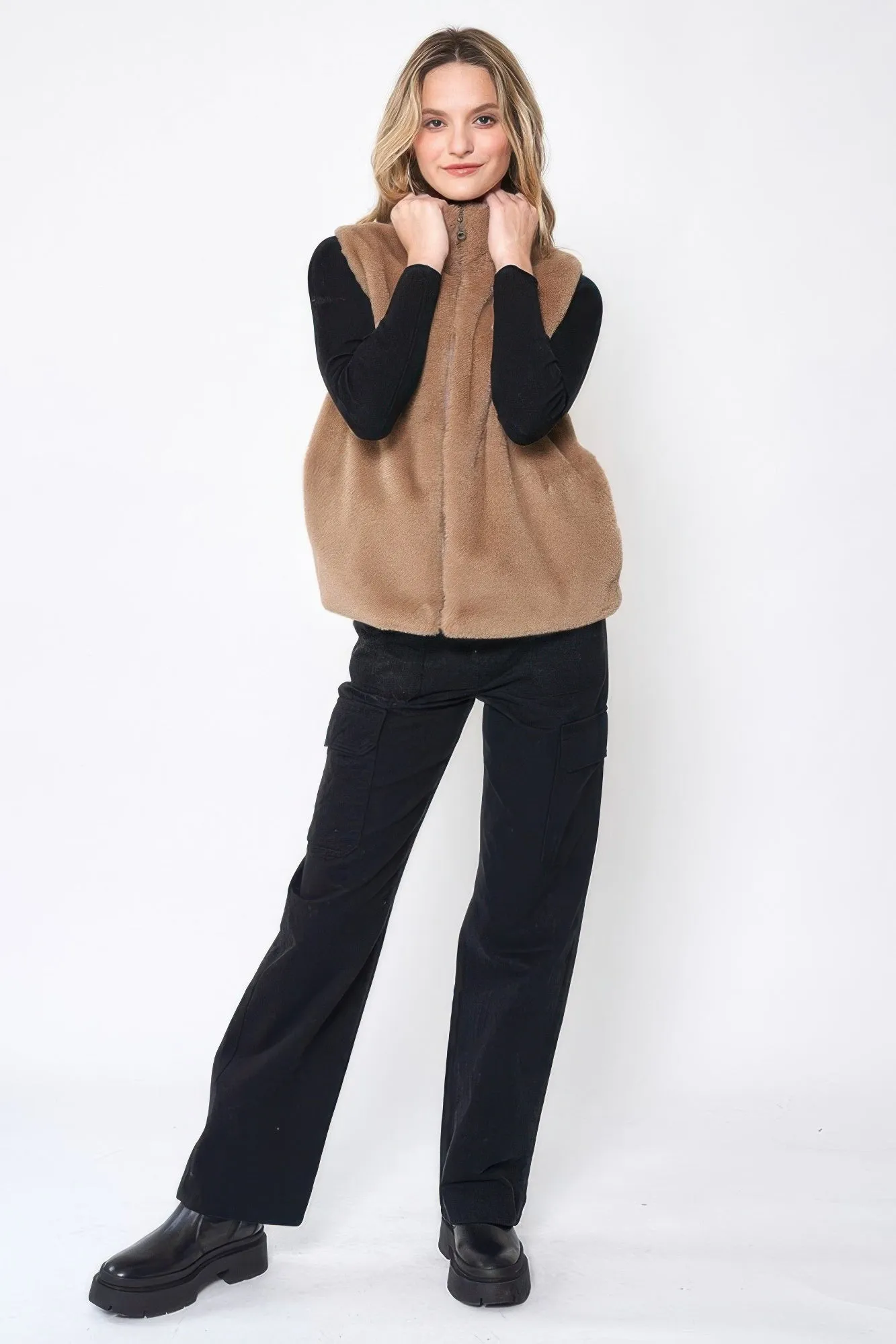 Solid Faux Fur Vest