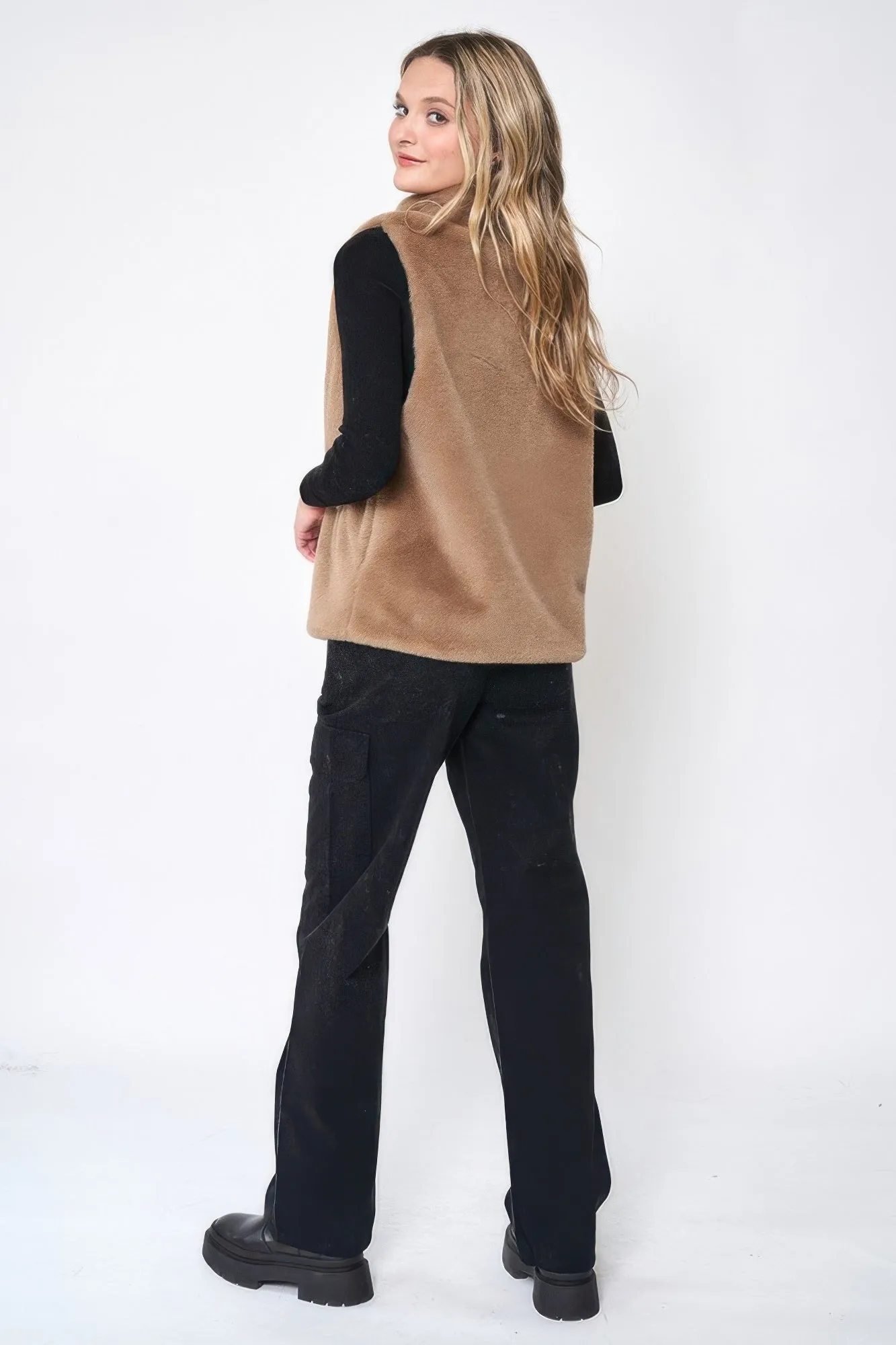 Solid Faux Fur Vest
