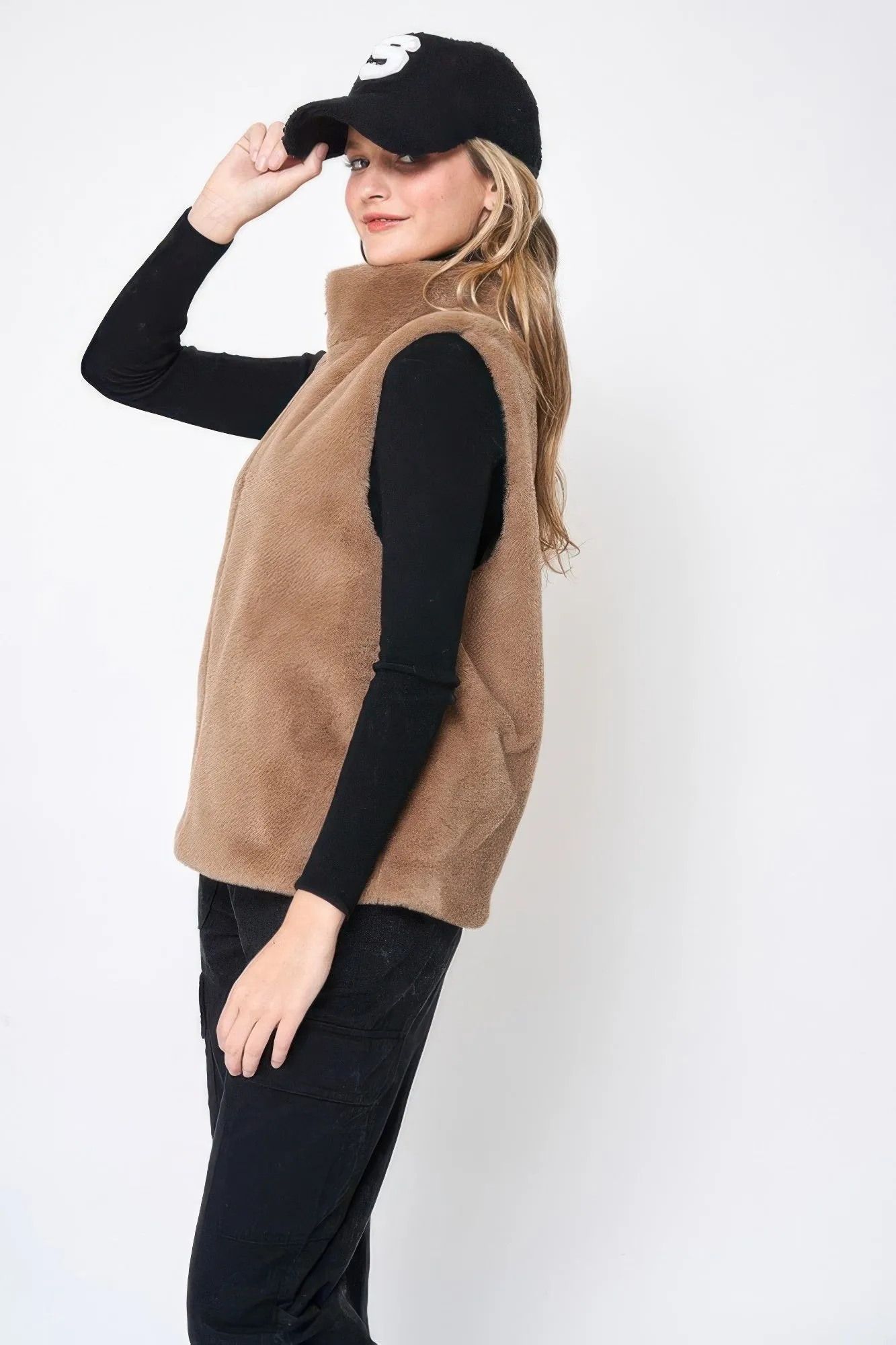 Solid Faux Fur Vest