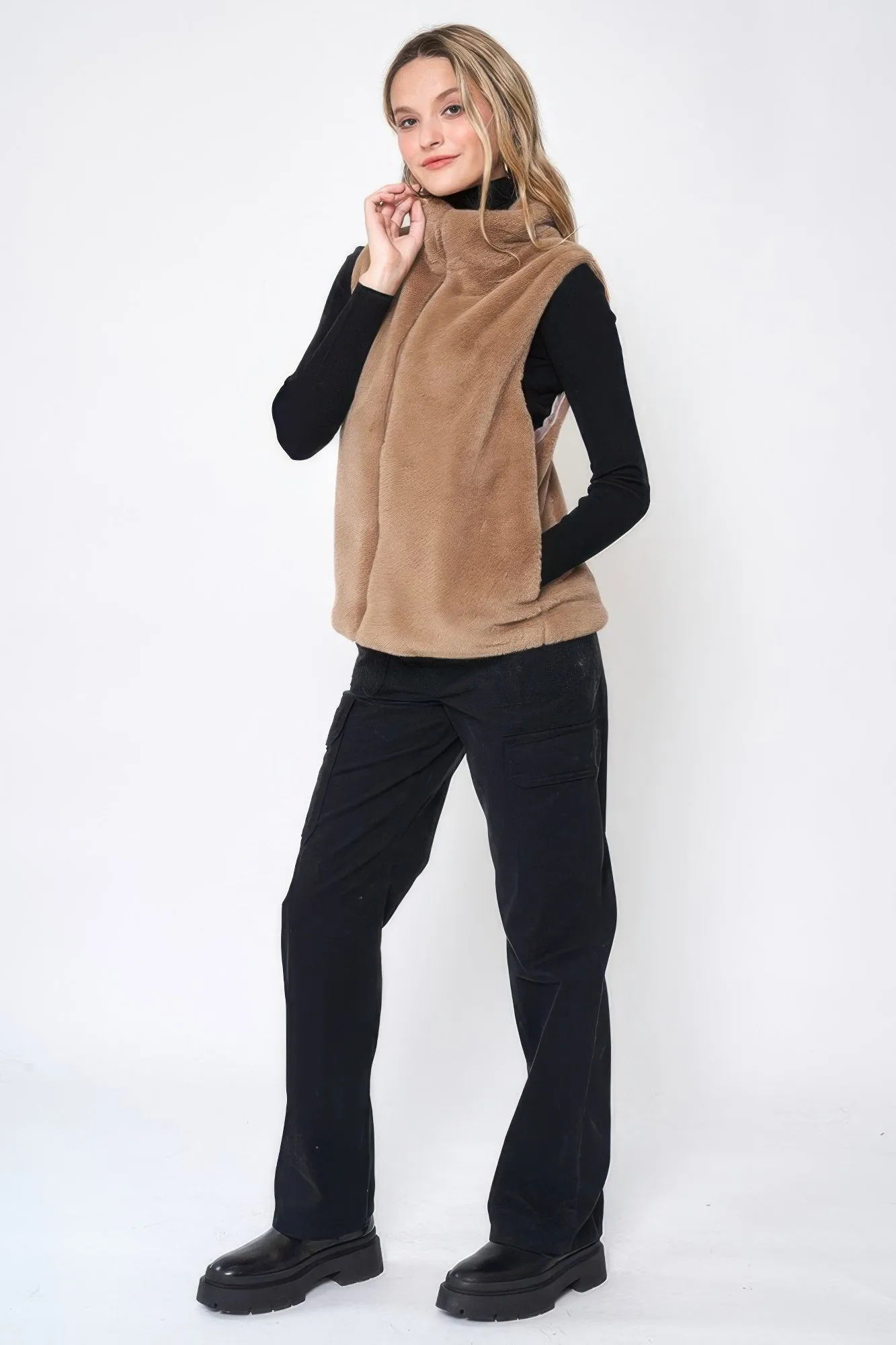 Solid Faux Fur Vest