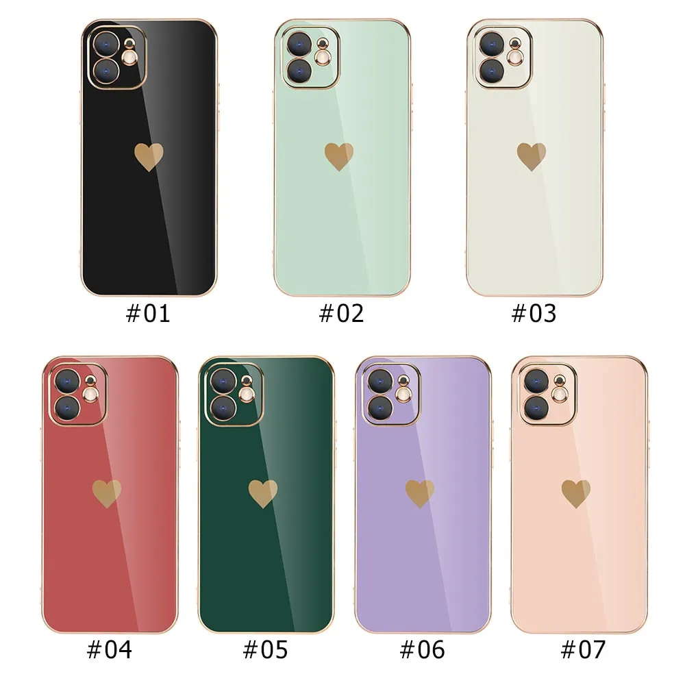 Solid Plating Lens Protection Phone Case For iPhone 12 11 Pro Max X XR XS Max 8  13 Pro Max Soft Cover Case