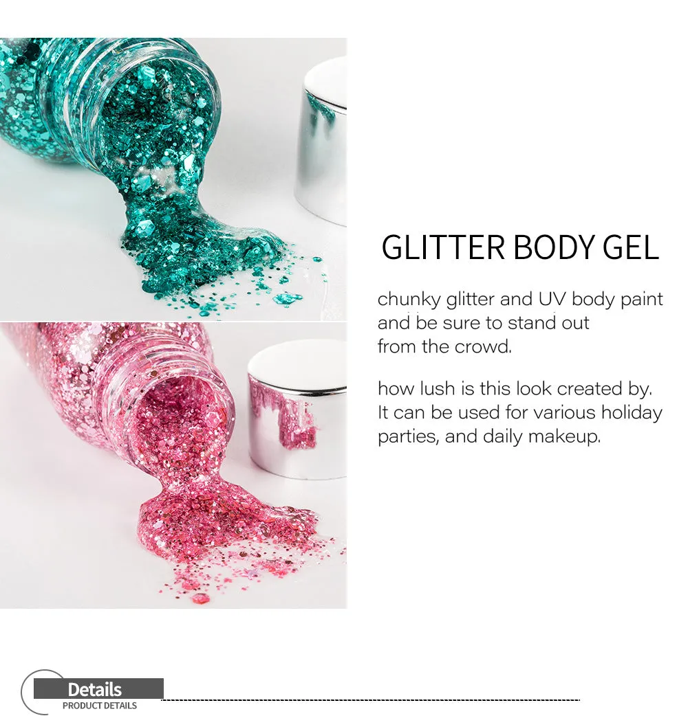 Sparkling Glitter Eye Shadow Gel for Party, Nightclub, and Stage Makeup - Long-lasting Shiny Body Glitter Cream