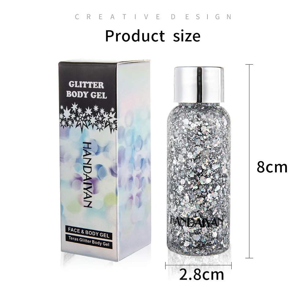 Sparkling Glitter Eye Shadow Gel for Party, Nightclub, and Stage Makeup - Long-lasting Shiny Body Glitter Cream