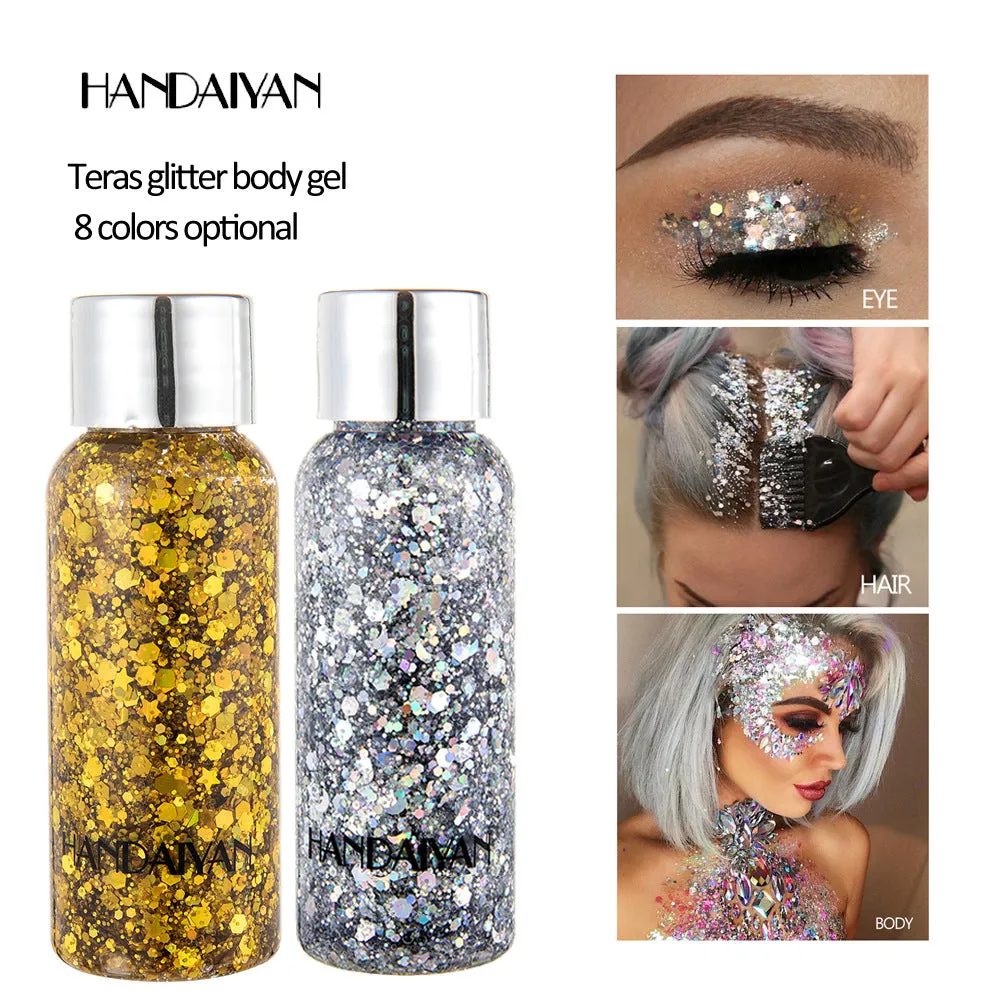 Sparkling Glitter Eye Shadow Gel for Party, Nightclub, and Stage Makeup - Long-lasting Shiny Body Glitter Cream
