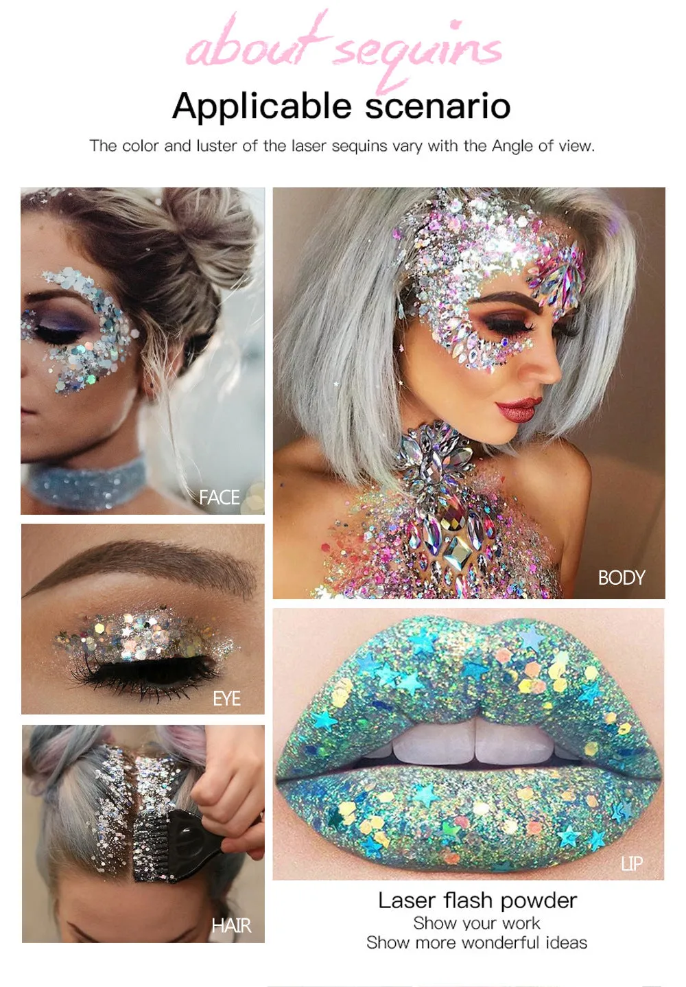 Sparkling Glitter Eye Shadow Gel for Party, Nightclub, and Stage Makeup - Long-lasting Shiny Body Glitter Cream