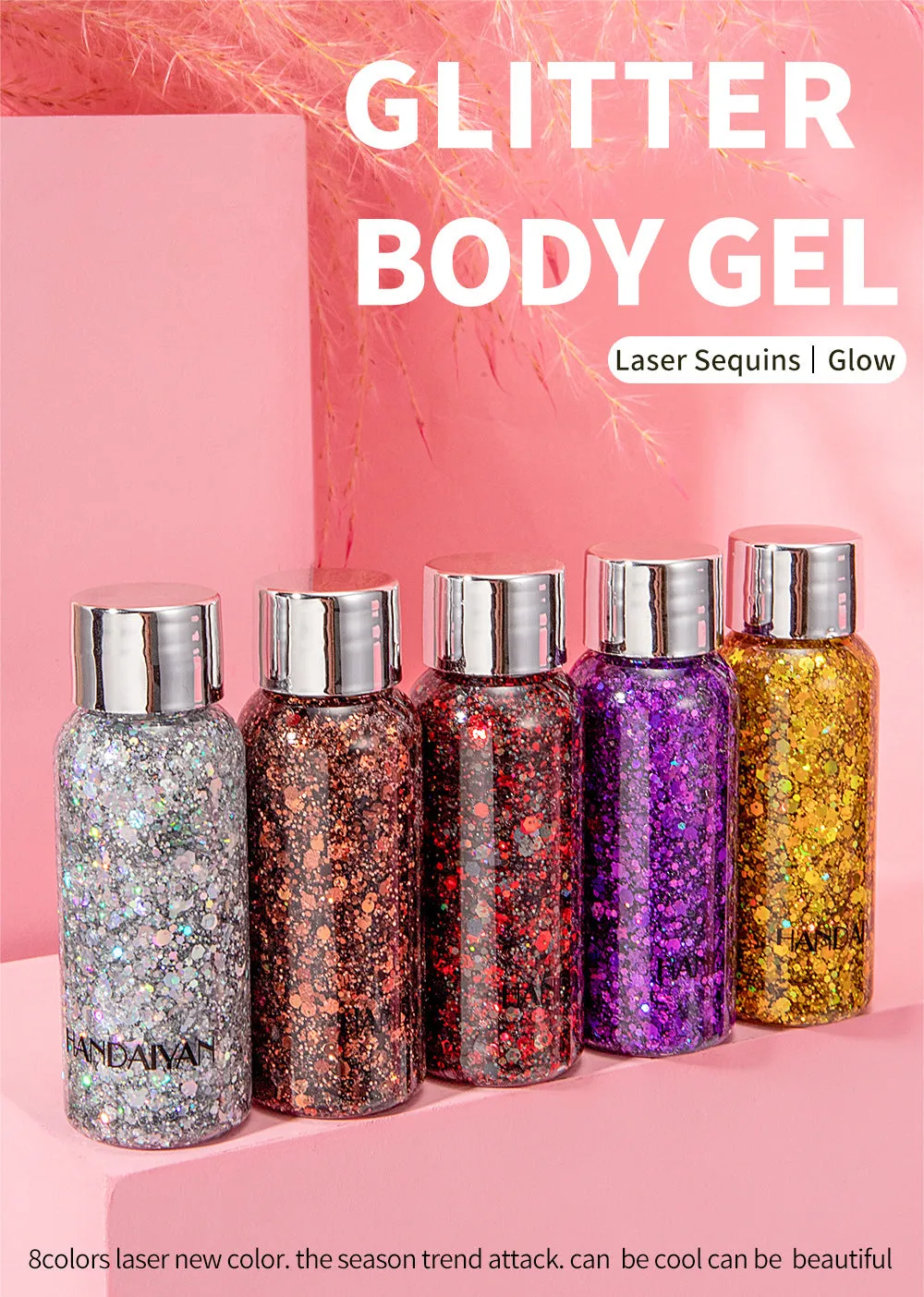 Sparkling Glitter Eye Shadow Gel for Party, Nightclub, and Stage Makeup - Long-lasting Shiny Body Glitter Cream