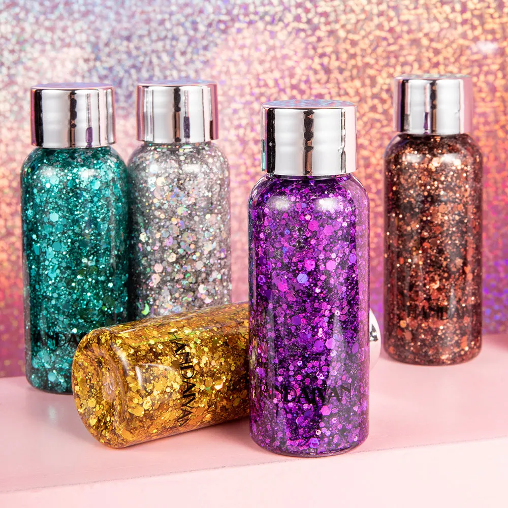 Sparkling Glitter Eye Shadow Gel for Party, Nightclub, and Stage Makeup - Long-lasting Shiny Body Glitter Cream