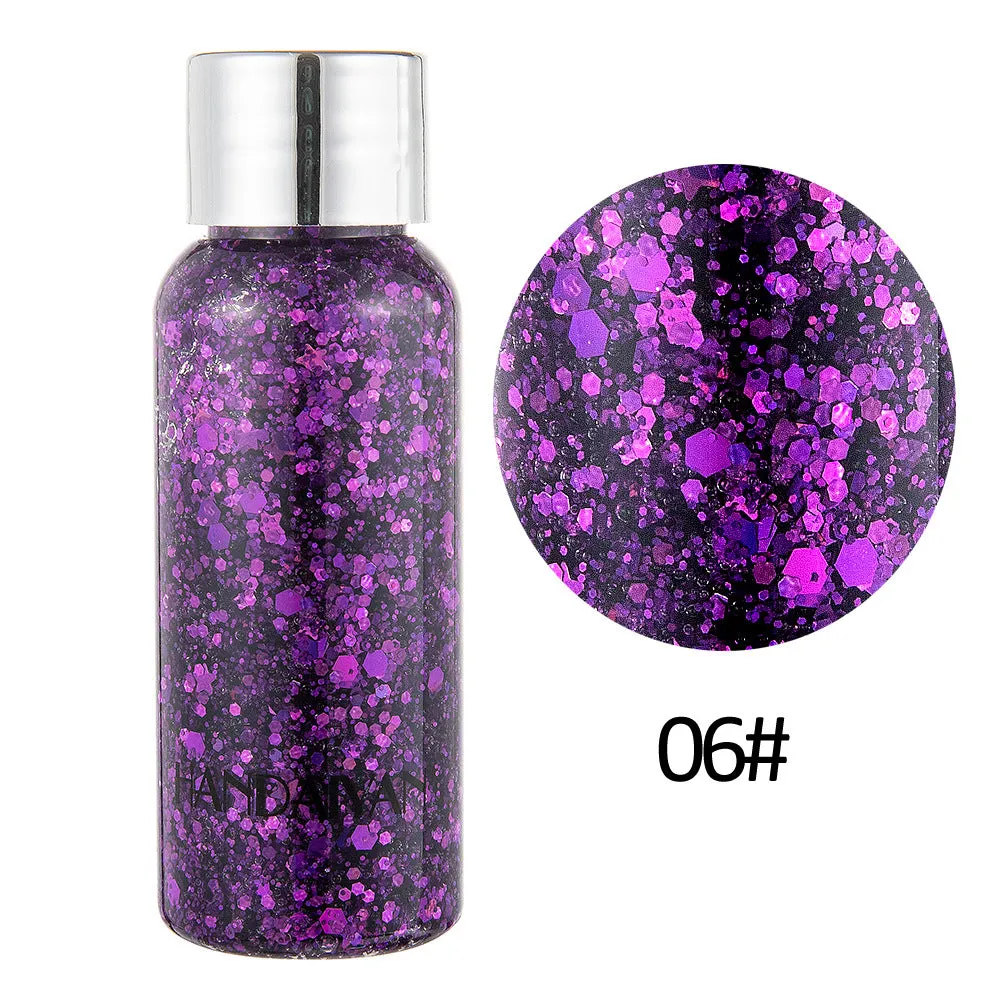 Sparkling Glitter Eye Shadow Gel for Party, Nightclub, and Stage Makeup - Long-lasting Shiny Body Glitter Cream