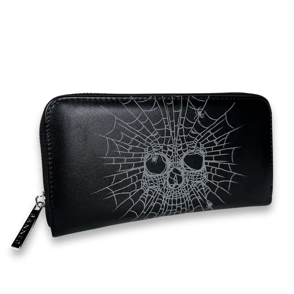 Spiderweb Skull Leatherette Wallet