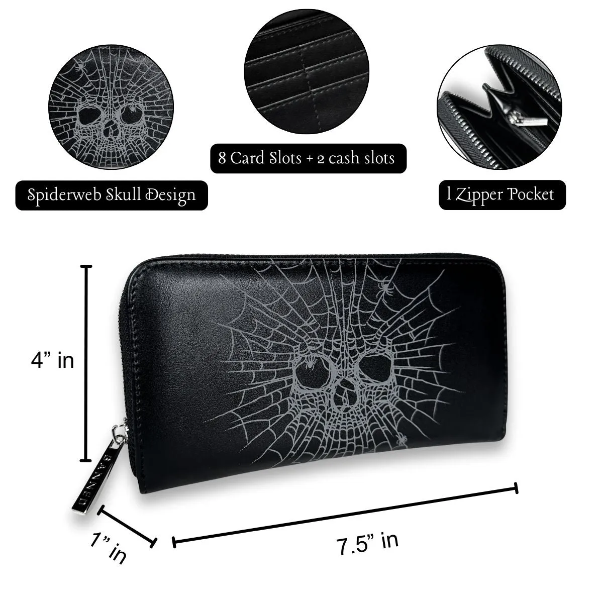 Spiderweb Skull Leatherette Wallet