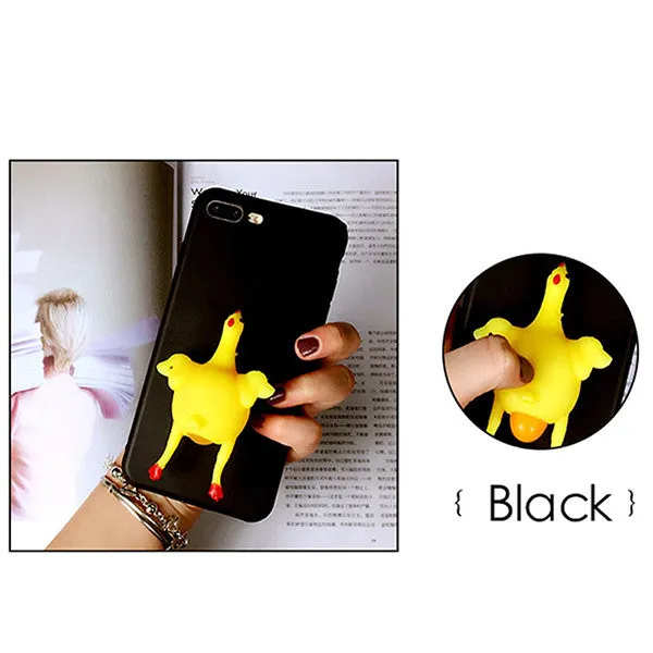 Squishy Chicken Phone Cases for iPhone 7 6 6s plus Case 3D Cute Soft Silicone Funny Chicken Laying Egg