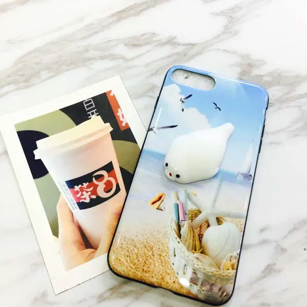 Squishy Seal Beach Case for iPhone 7 6 6s Plus Cover Soft Silicone 3D Cartoon Seal Phone Cases