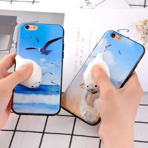 Squishy Seal Beach Case for iPhone 7 6 6s Plus Cover Soft Silicone 3D Cartoon Seal Phone Cases