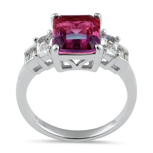 Sterling Silver Bicolor Blue Pink Ombre CZ Ring