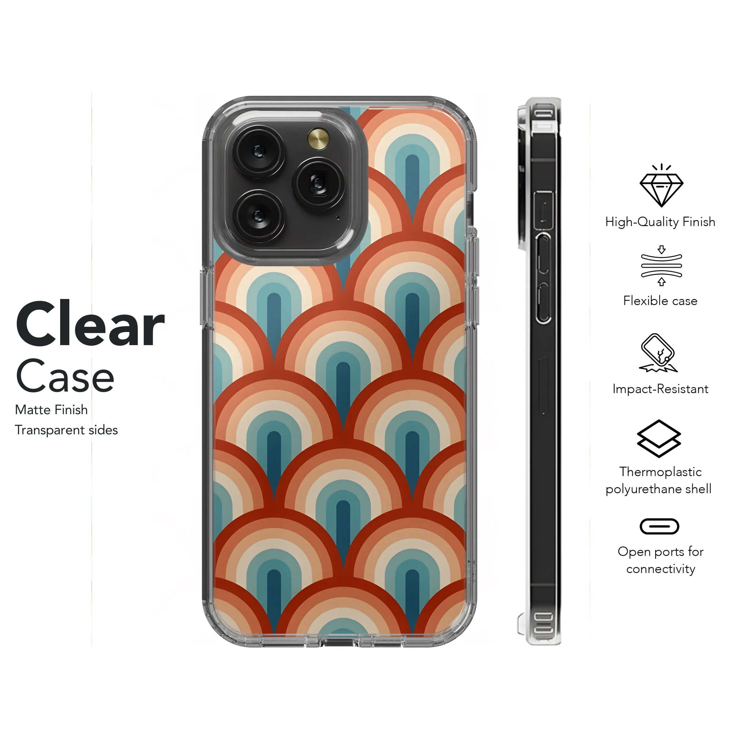 Striped Retro 70s Rainbow Phone Case iPhone Samsung Cover Pixel 2337