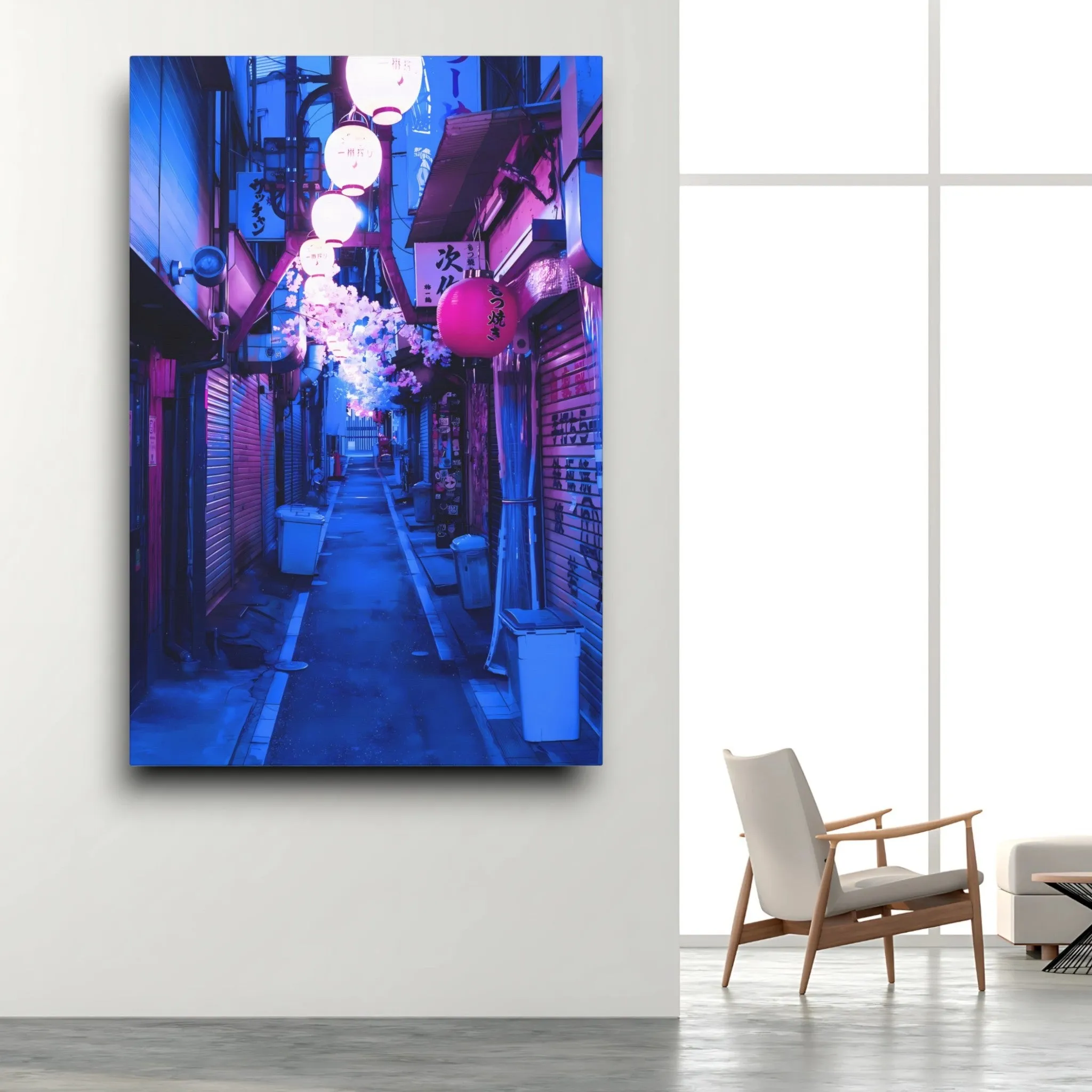 The Blue Alley (Japanese-Street) Modern Canvas