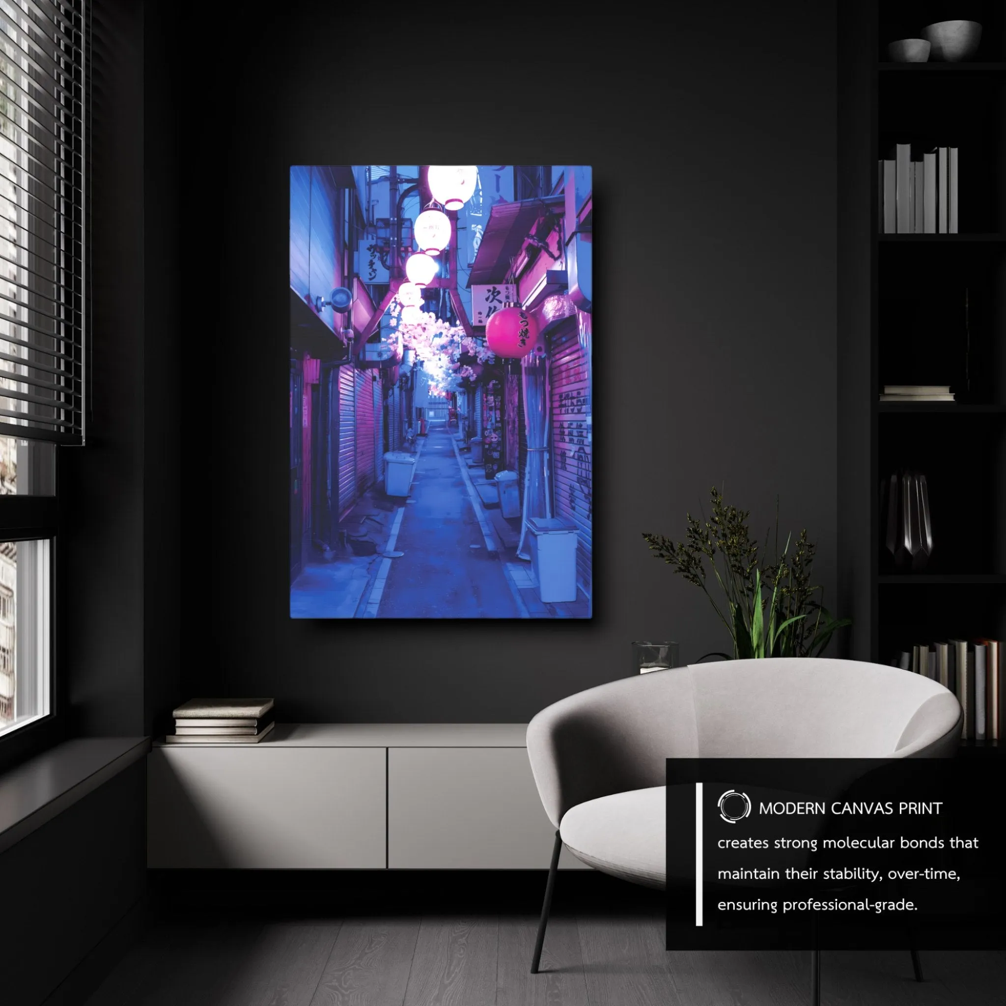 The Blue Alley (Japanese-Street) Modern Canvas
