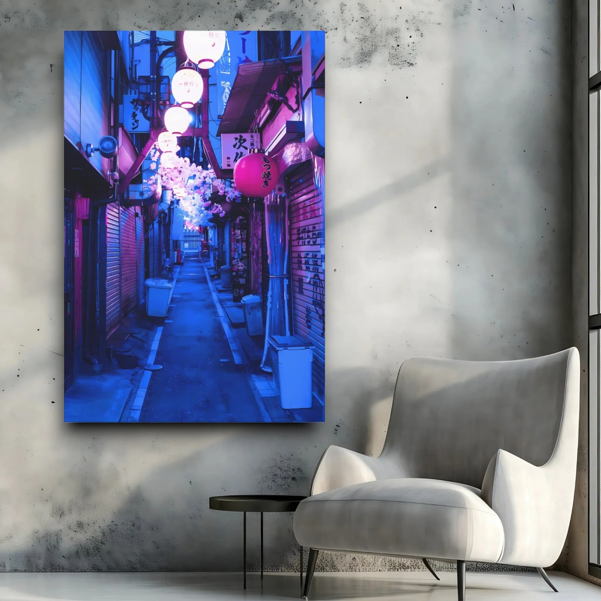 The Blue Alley (Japanese-Street) Modern Canvas