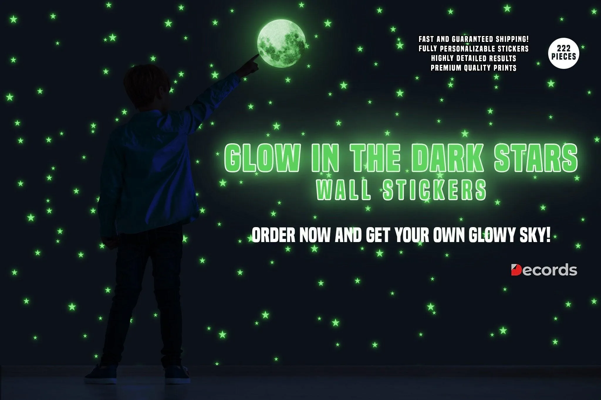 The Glowing Moon Decal - Glow In The Dark Stars Stickers