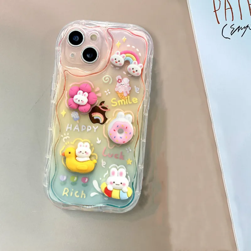 Toleet   Cartoon Rainbow Bunny Gradient Phone Case