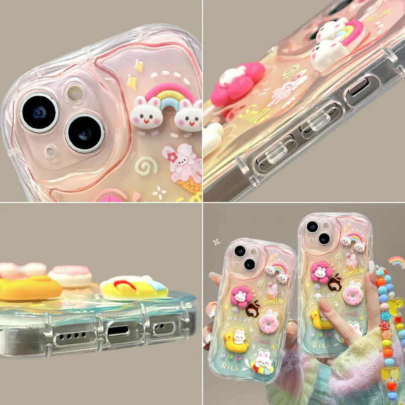 Toleet   Cartoon Rainbow Bunny Gradient Phone Case