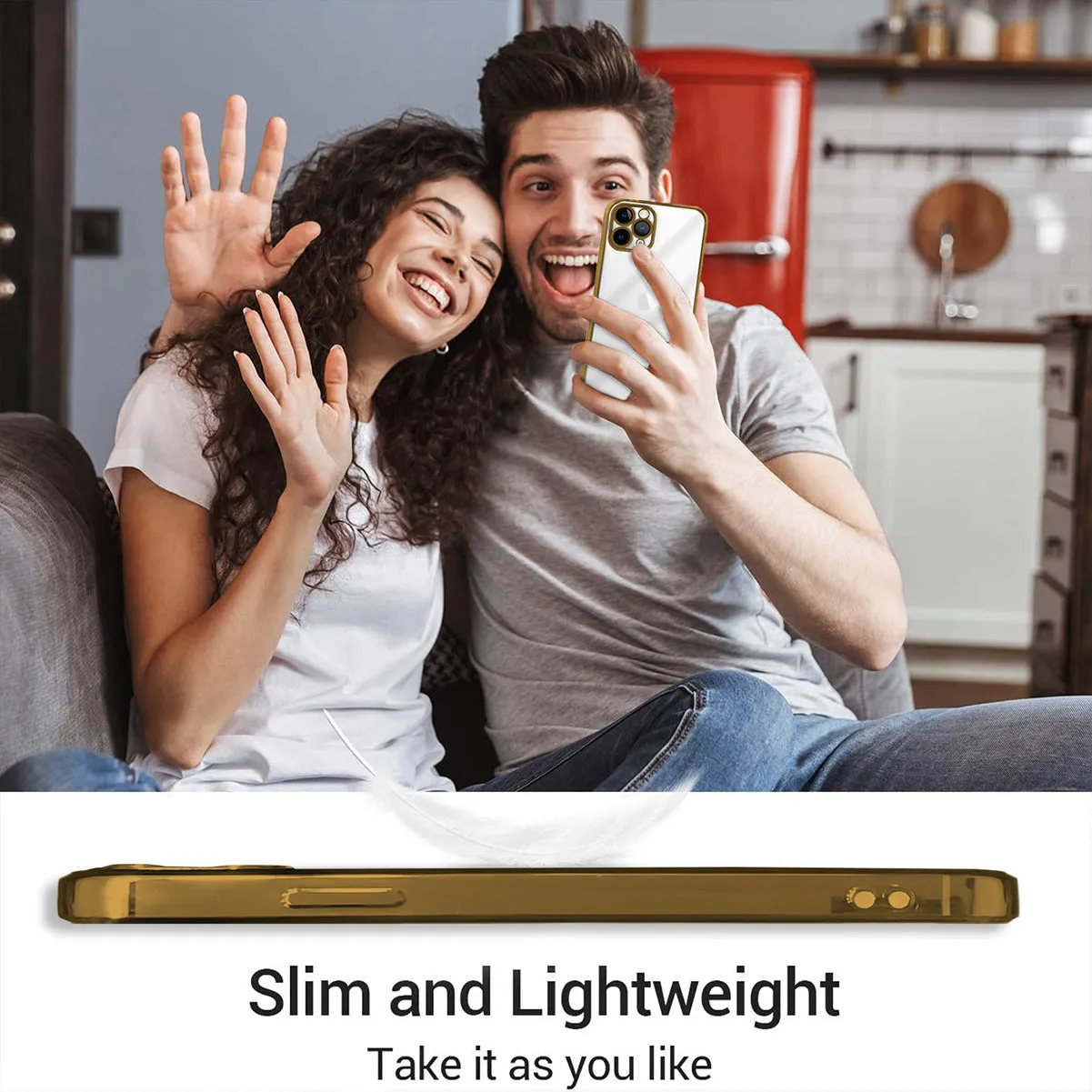 Transparent Silicone Case Cover For iPhone 11 Pro Max-Gold