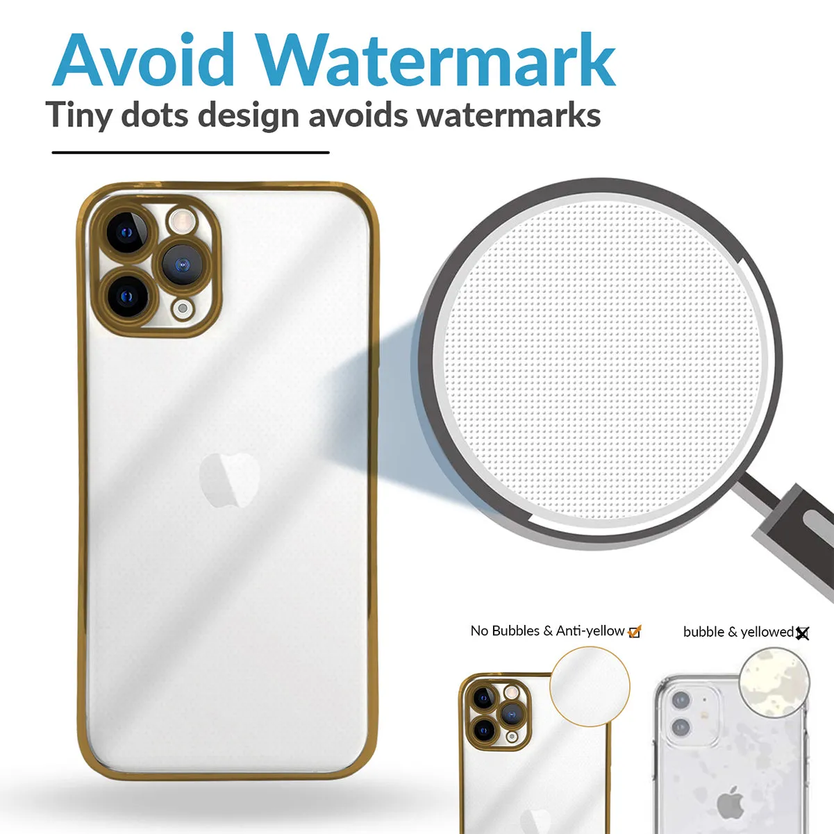 Transparent Silicone Case Cover For iPhone 11 Pro Max-Gold
