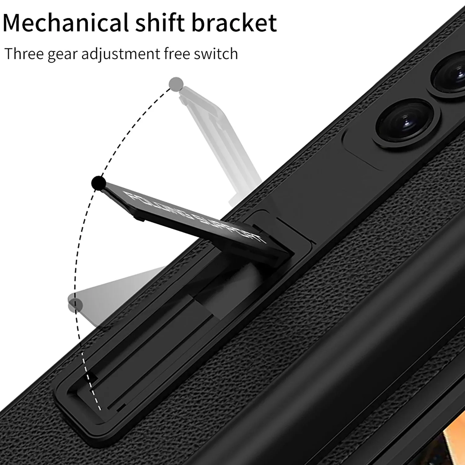 Ultra Thin Plain Leather Matte Bracket With Pen Holder Tempered Film For Samsung Galaxy Z Fold 5