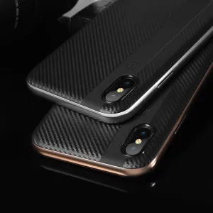 Ultra Thin Slim Fashion Acrylic Frame   Black Soft TPU Cover For iPhone X - Blue,Gold,Gray,Red,Silver