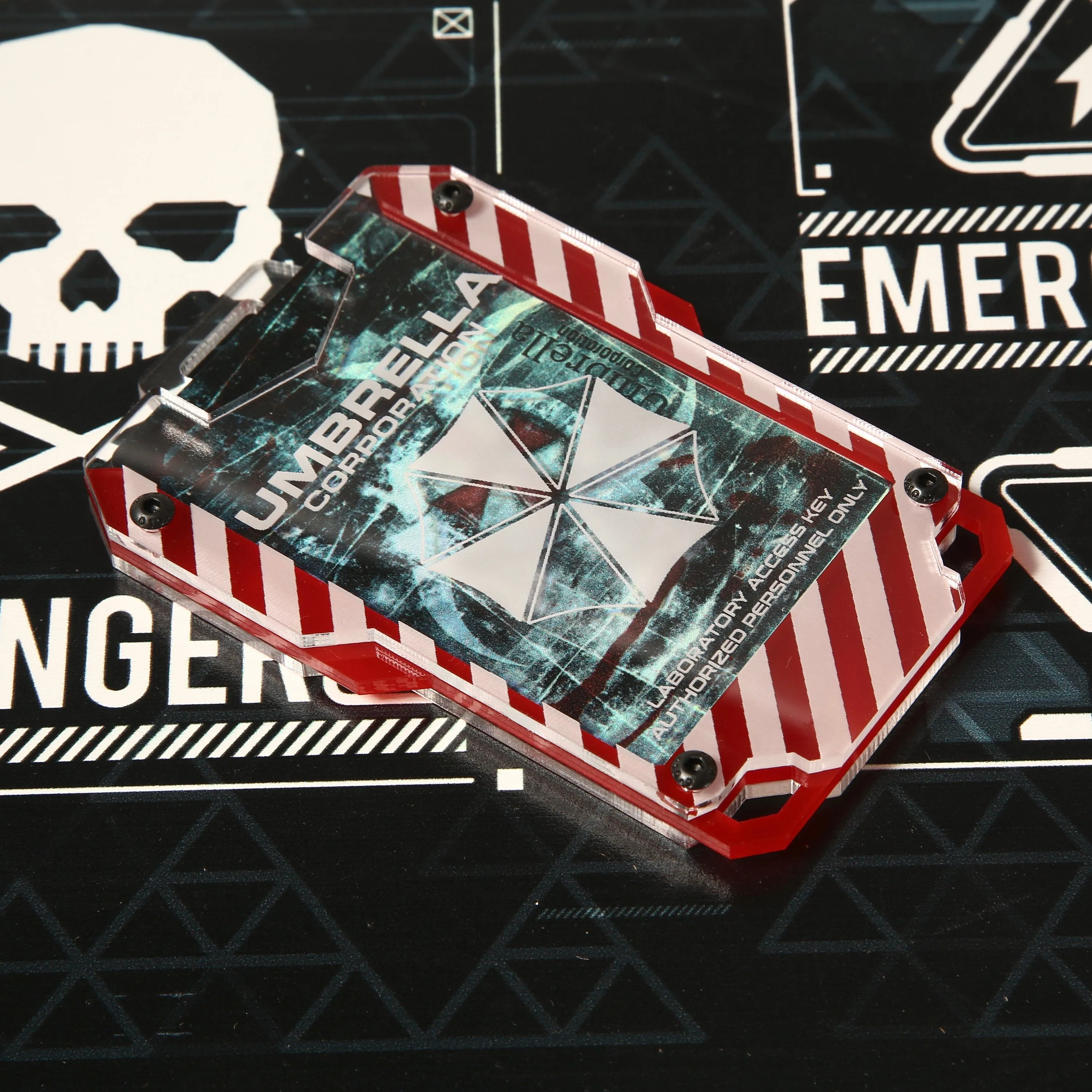 Umbrella Corp Cyberpunk keycard style card ID holder - Umbrella Corps badge holder.