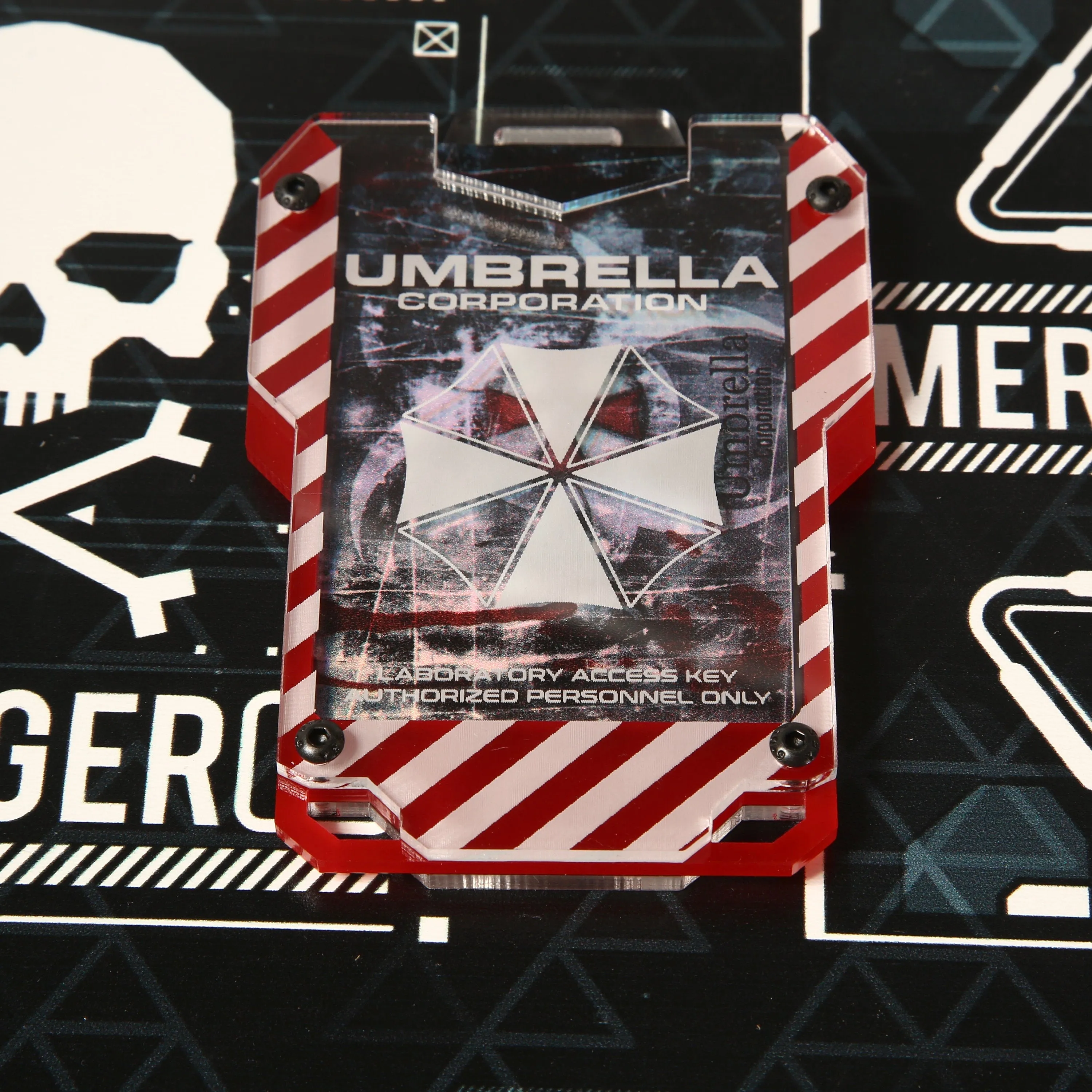 Umbrella Corp Cyberpunk keycard style card ID holder - Umbrella Corps badge holder.