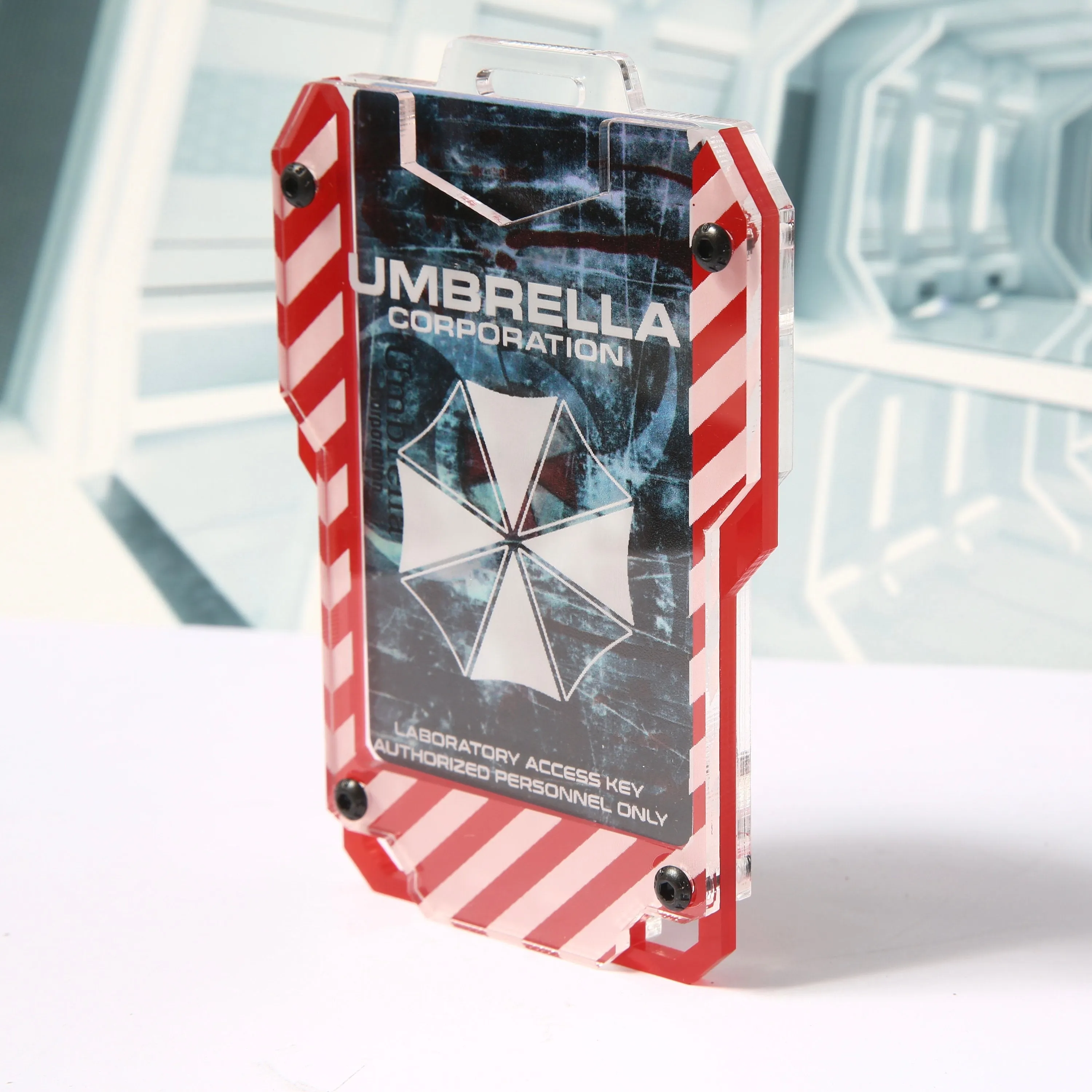Umbrella Corp Cyberpunk keycard style card ID holder - Umbrella Corps badge holder.