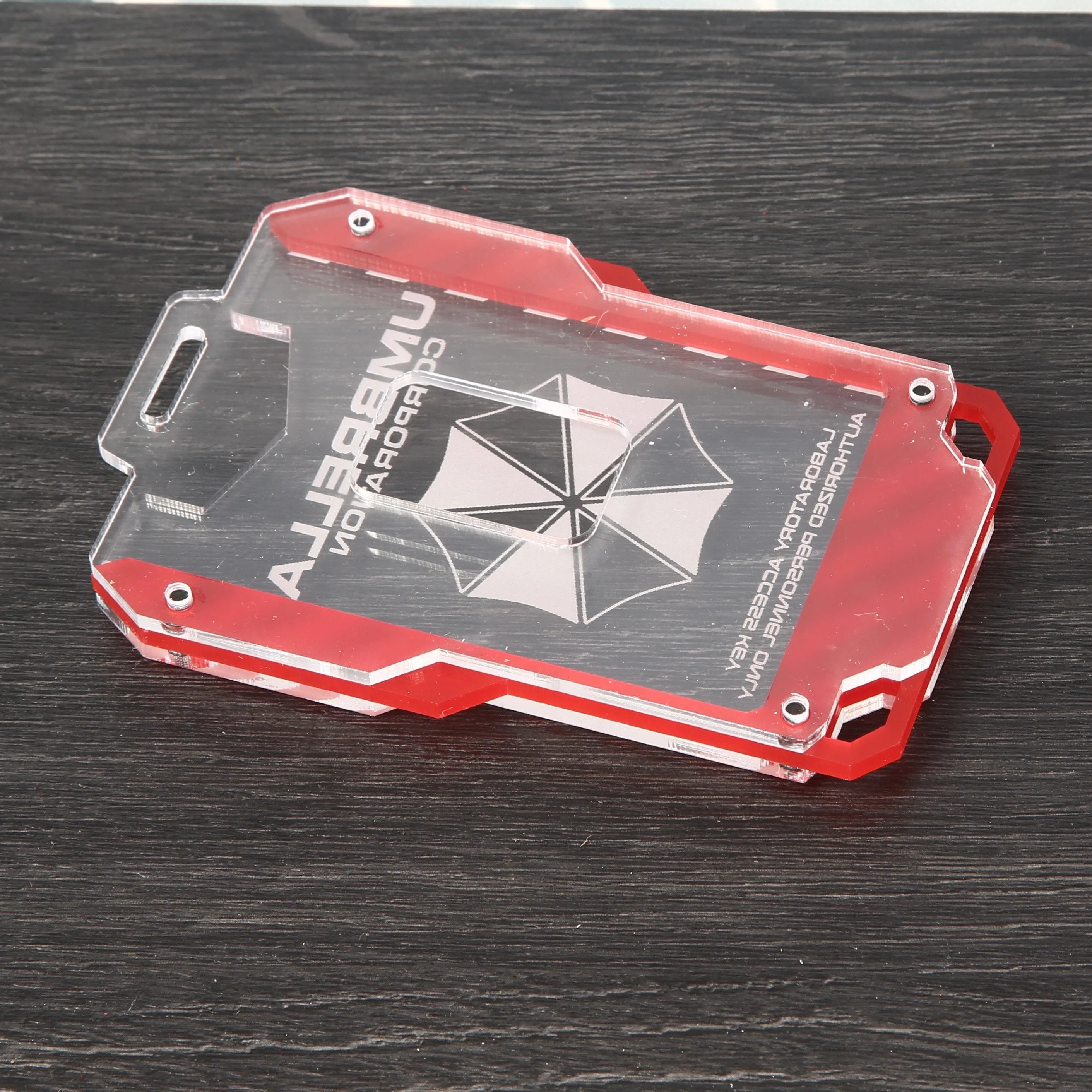 Umbrella Corp Cyberpunk keycard style card ID holder - Umbrella Corps badge holder.