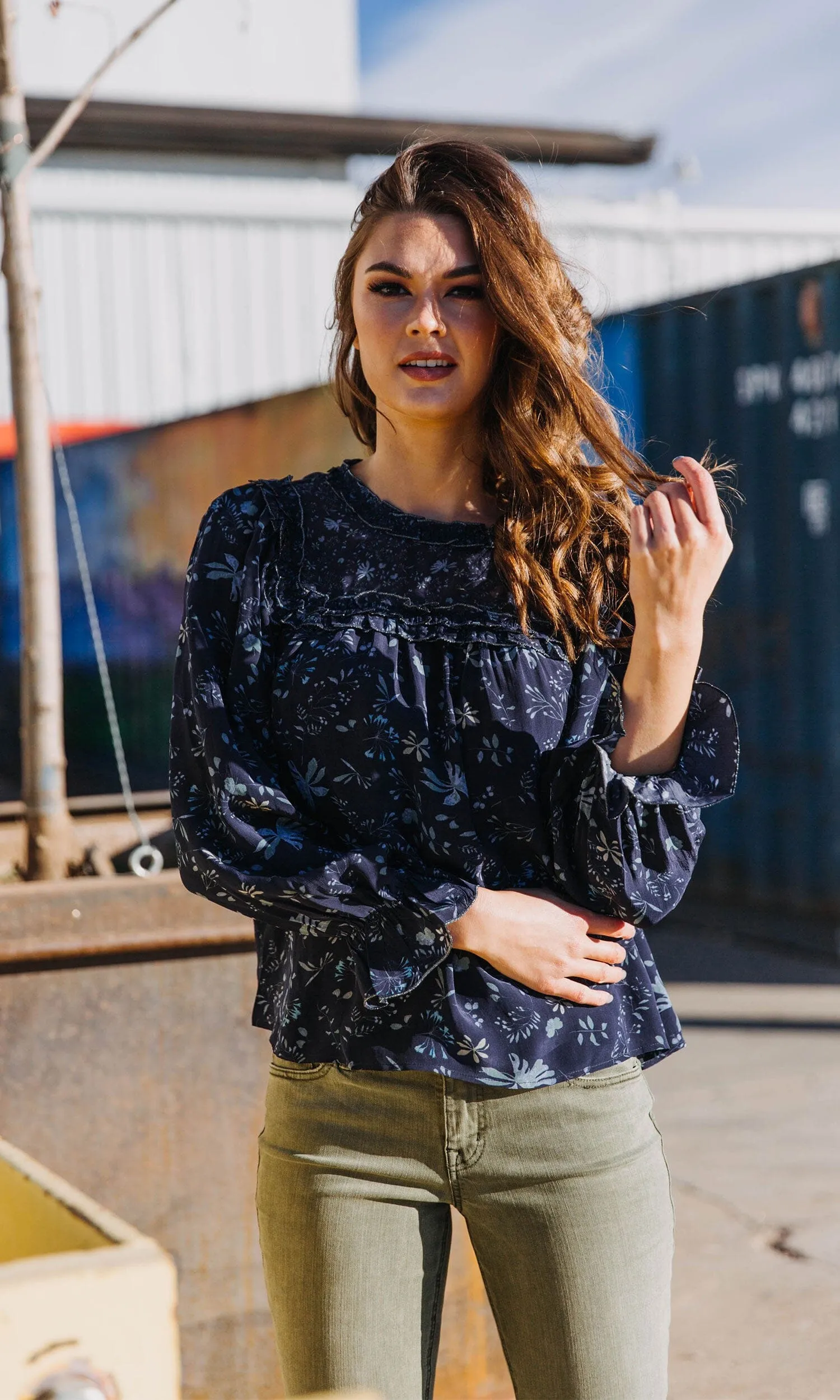 Velvet by Graham & Spencer Malia Floral Print Ruffle Top