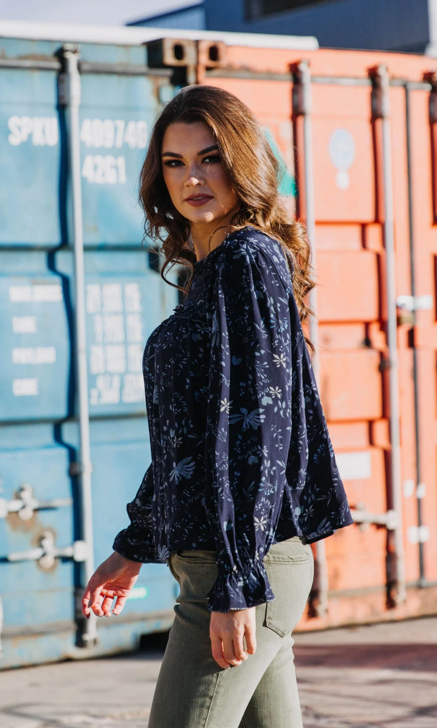 Velvet by Graham & Spencer Malia Floral Print Ruffle Top