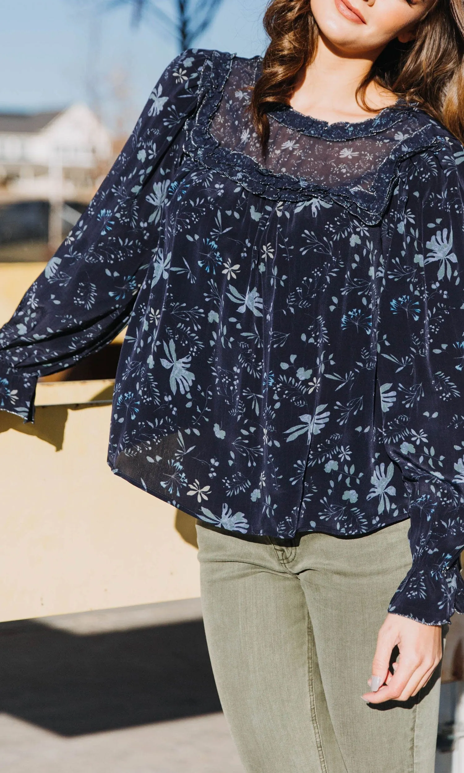 Velvet by Graham & Spencer Malia Floral Print Ruffle Top