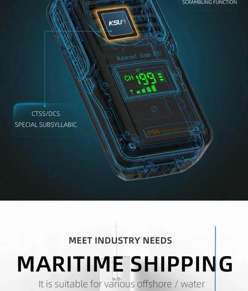 VHF Marine Walkie Talkie Waterproof Profesional Long Range Amateur Radio Station IP68 For Fishing Kayak Two-Way Radio KSUT P85
