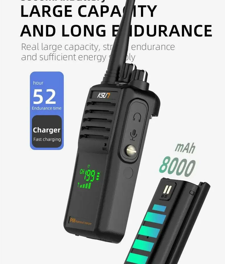 VHF Marine Walkie Talkie Waterproof Profesional Long Range Amateur Radio Station IP68 For Fishing Kayak Two-Way Radio KSUT P85