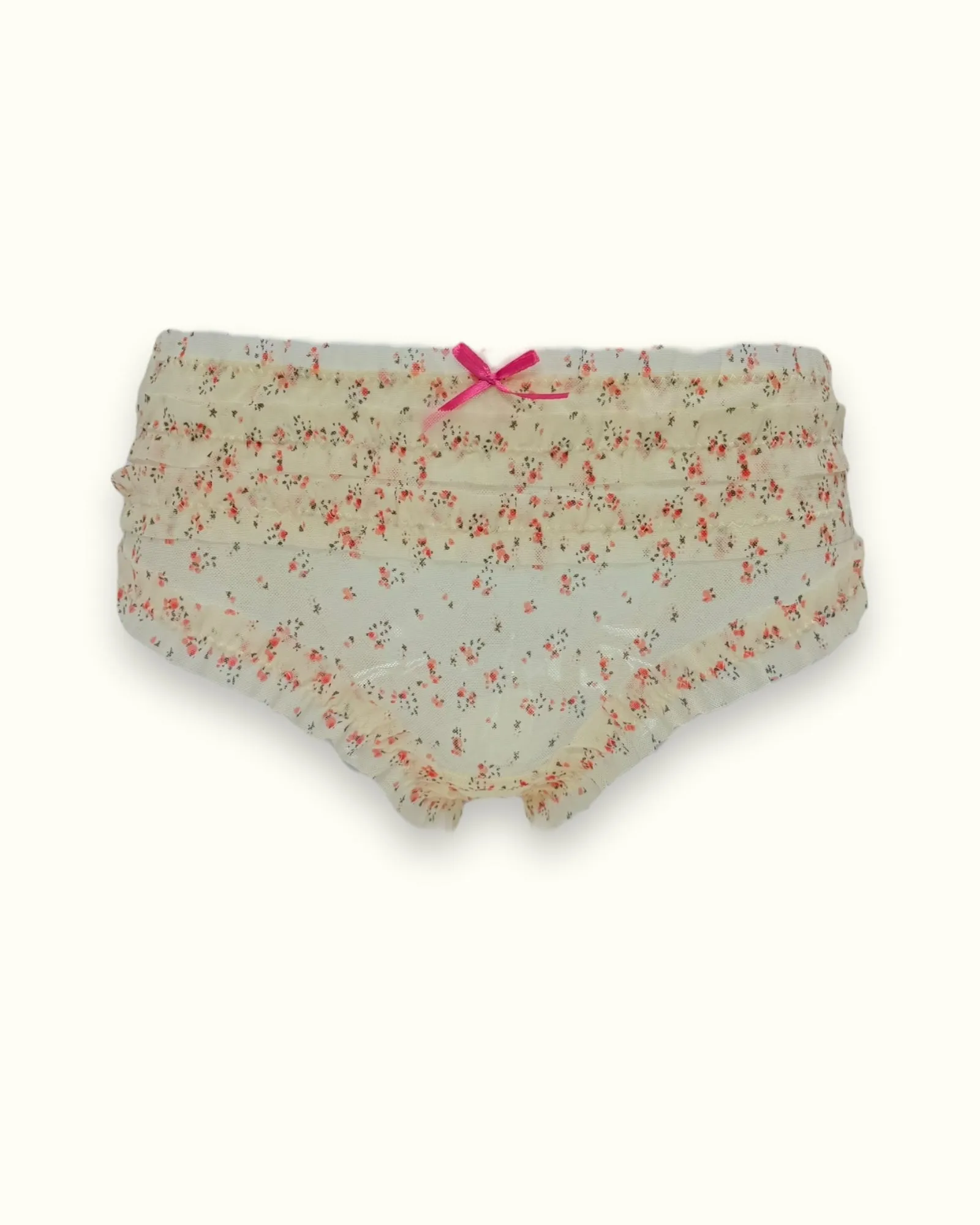 Vintage Floral Ruffled Briefs with Bow Accent