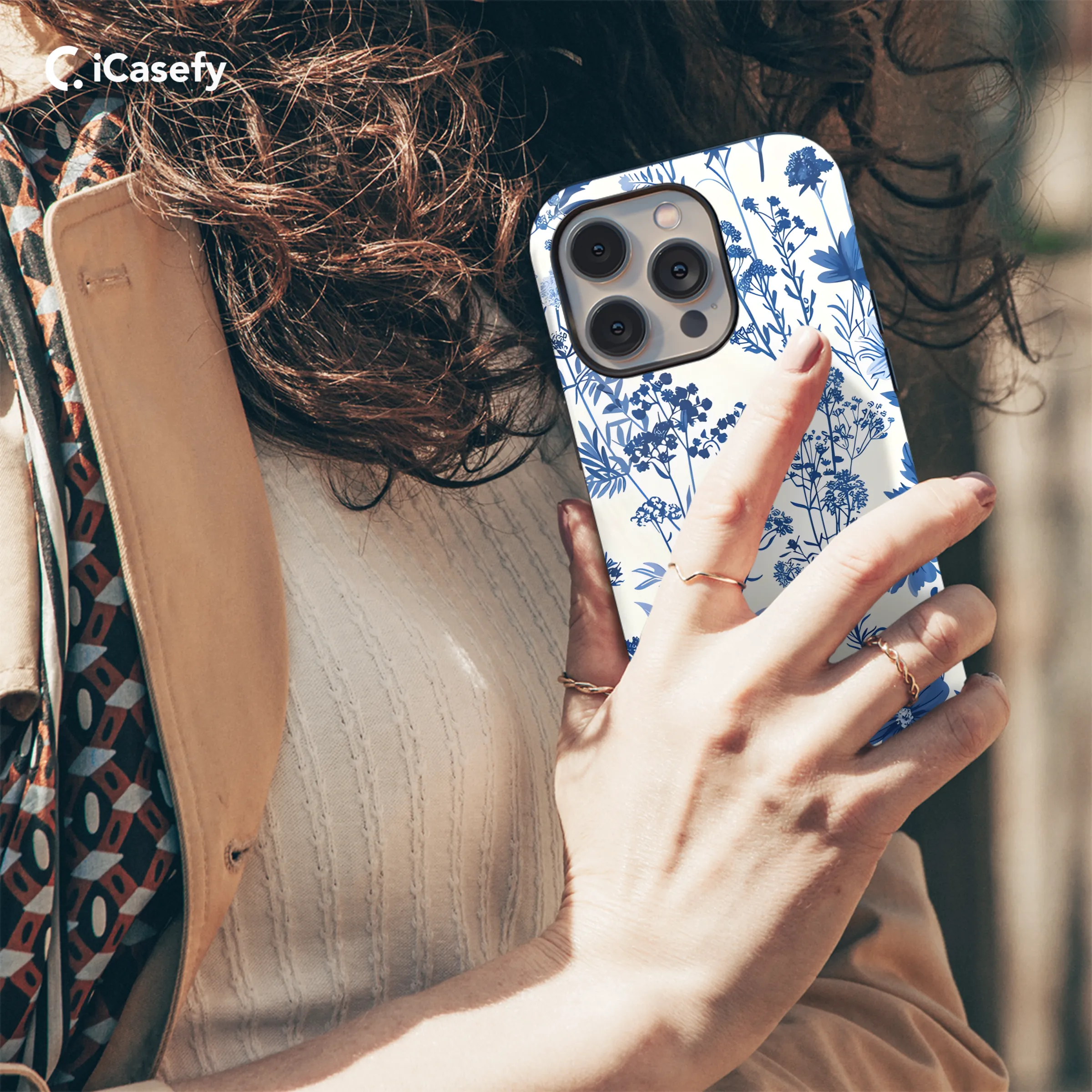 Vintage Floral Wildflower Blue Toile De Jouy Phone Case iPhone Samsung Cover Pixel 1831