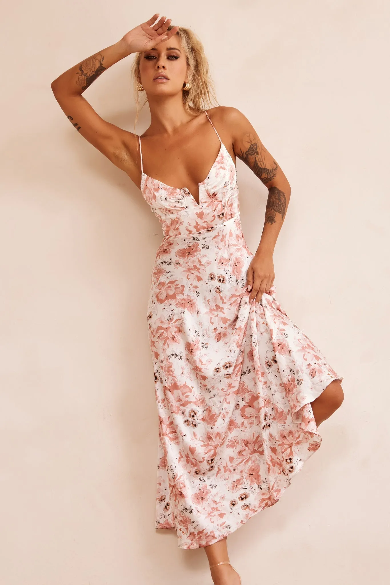 Vintage Summer Midi Dress - Rose